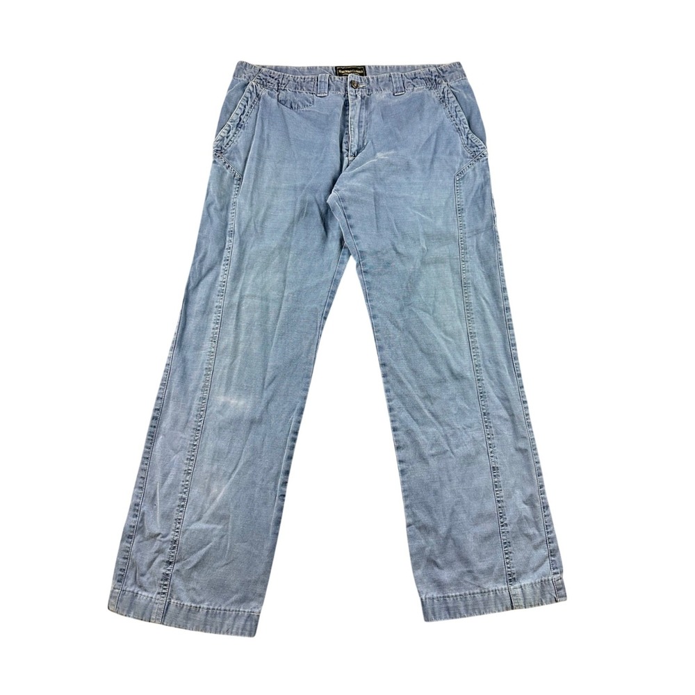 Y2K Marlboro Classics Pants Men 36x32 Blue Linen Blend Chinos Rugged Western
